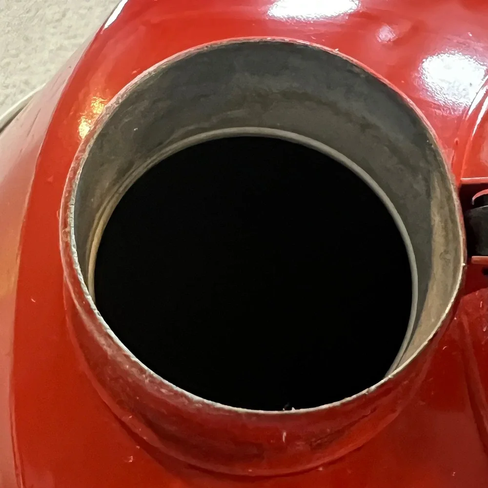 Vintage Revere Ware Red Enamel Whistling Tea Kettle Aluminum 2.3 Qt Made in USA